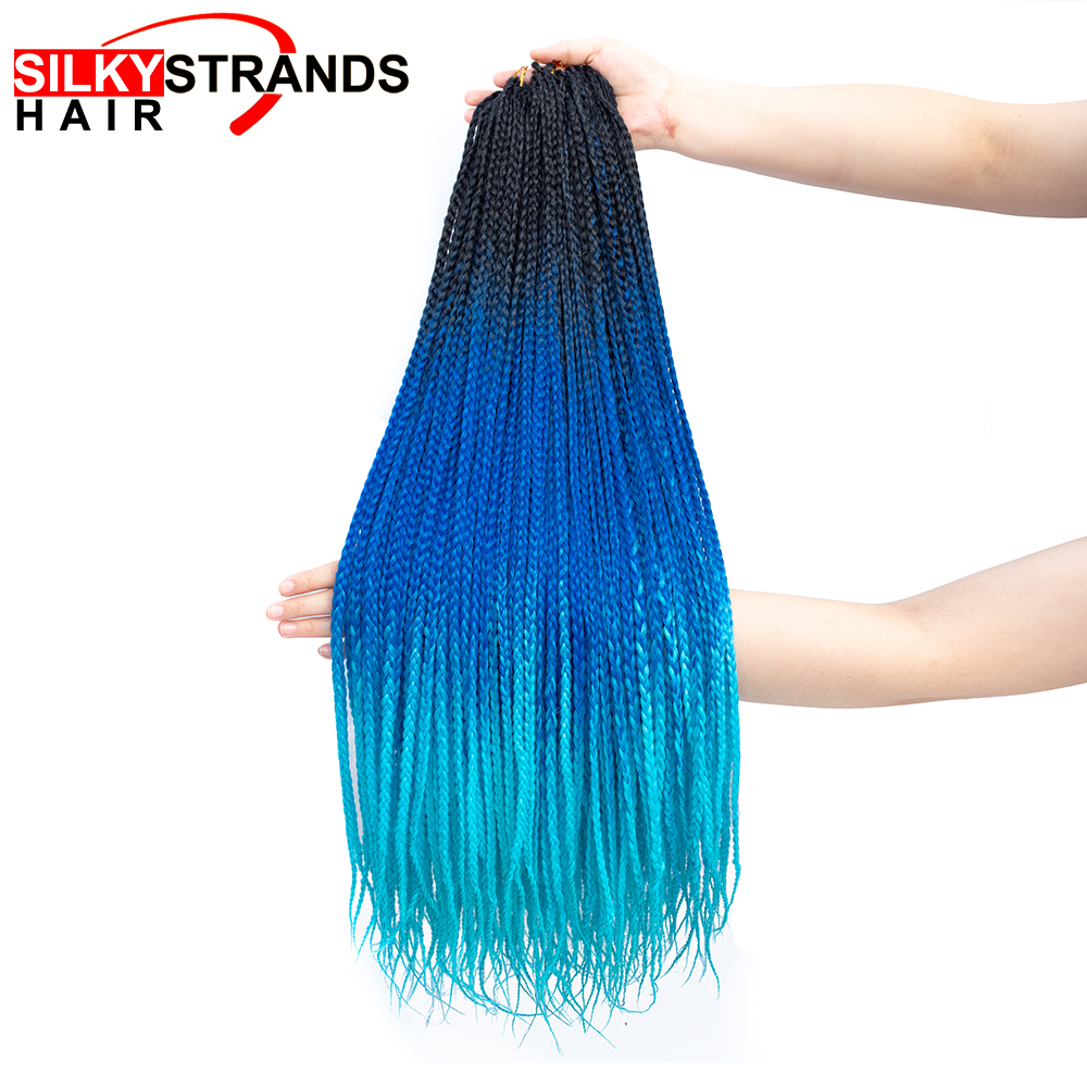 19 Color Ombre Box Crochet Hair Braids 24 Inch Zizi Synthetic Hair Extension For Braids Kanekalon Braiding Hair Pre Stretched/19 Color O